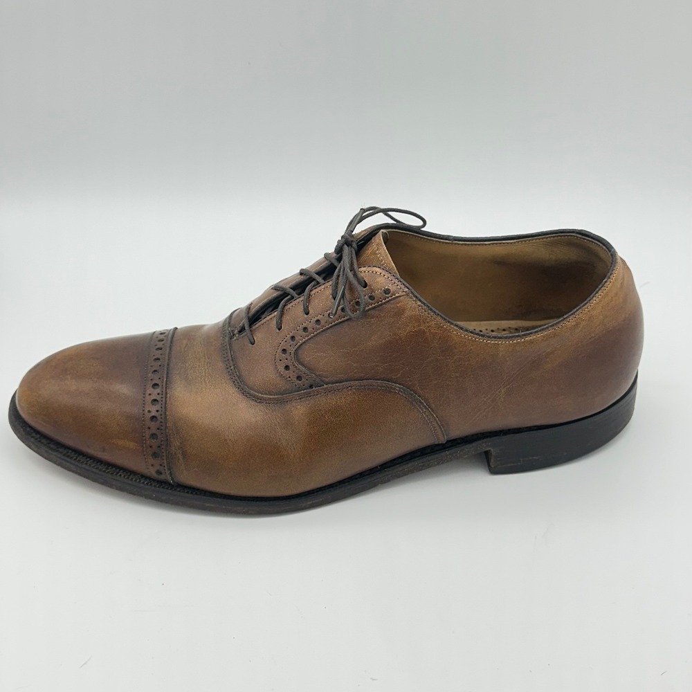 Johnston & Murphy Heritage Mens Brown Leather Cap Toe Brogue Oxford Shoes 10.5 D - Picture 4 of 8
